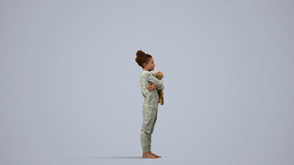 realistic 3D human girl kids, archviz people FBX OBJ for Blender, side view render