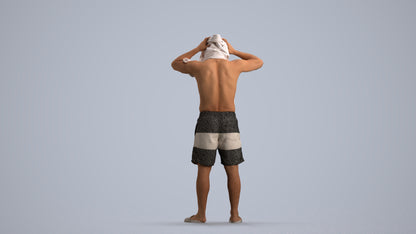 3D scanned man pool sport, photorealistic archviz people for Enscape and SketchUp, front view render