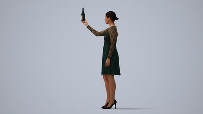 photogrammetry 3D woman casual hospitality, realistic human model archviz FBX, three-quarter view render
