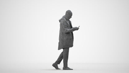 3D people model man business, scanned human for 3ds Max rendering, wireframe side view