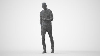 photogrammetry 3D man casual walking, realistic human model archviz FBX, square thumbnail