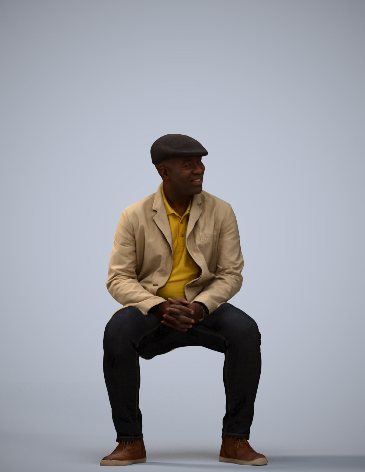 3D people model man casual sitting, scanned human for 3ds Max rendering