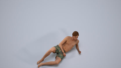 photogrammetry 3D man pool, realistic human model archviz FBX, back view render