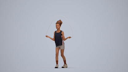 scanned 3D girl sport kids, photogrammetry people for Enscape and V-Ray, top-down view render