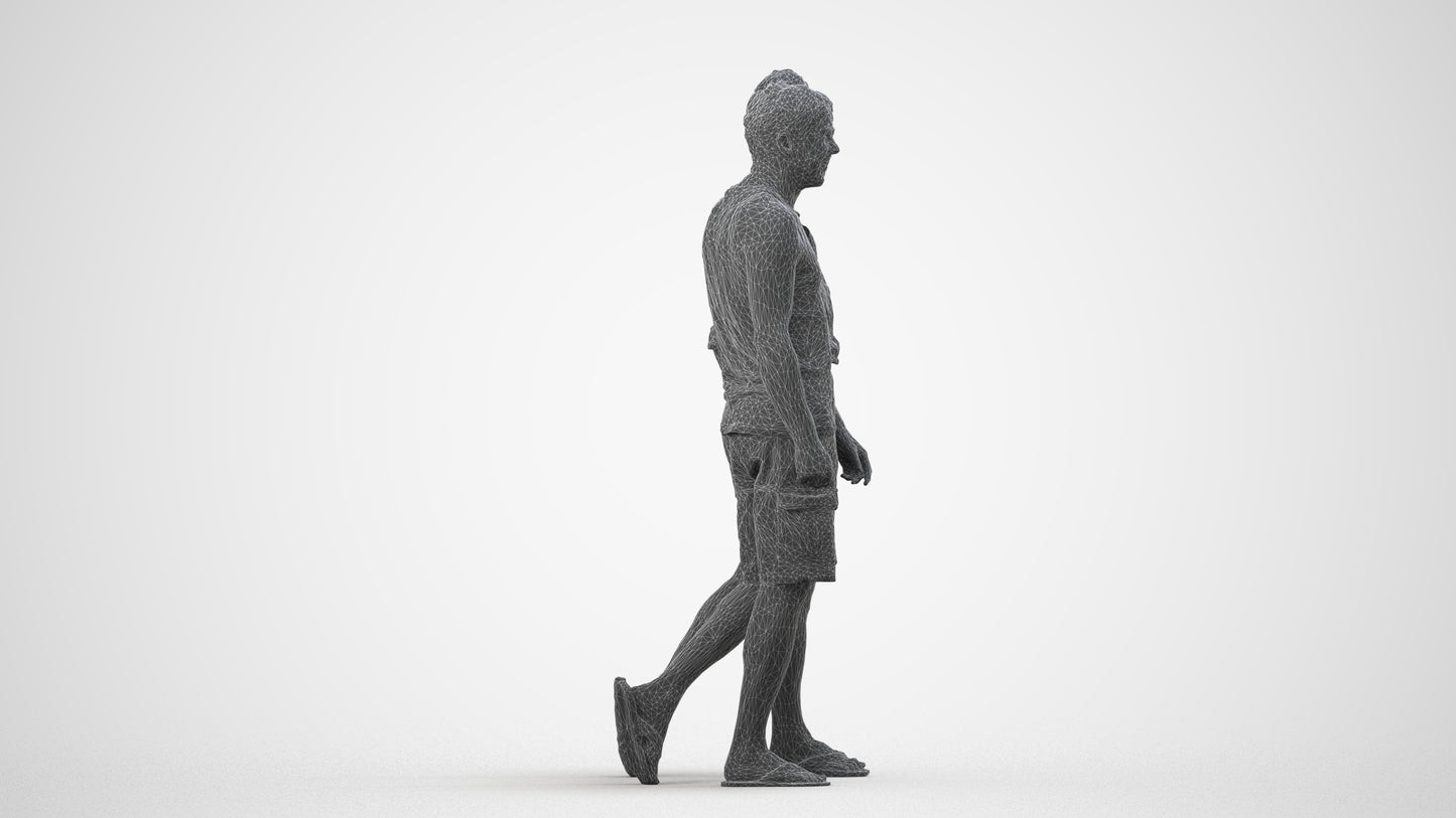 scanned 3D woman casual couple, photogrammetry people for Enscape and V-Ray, wireframe side view