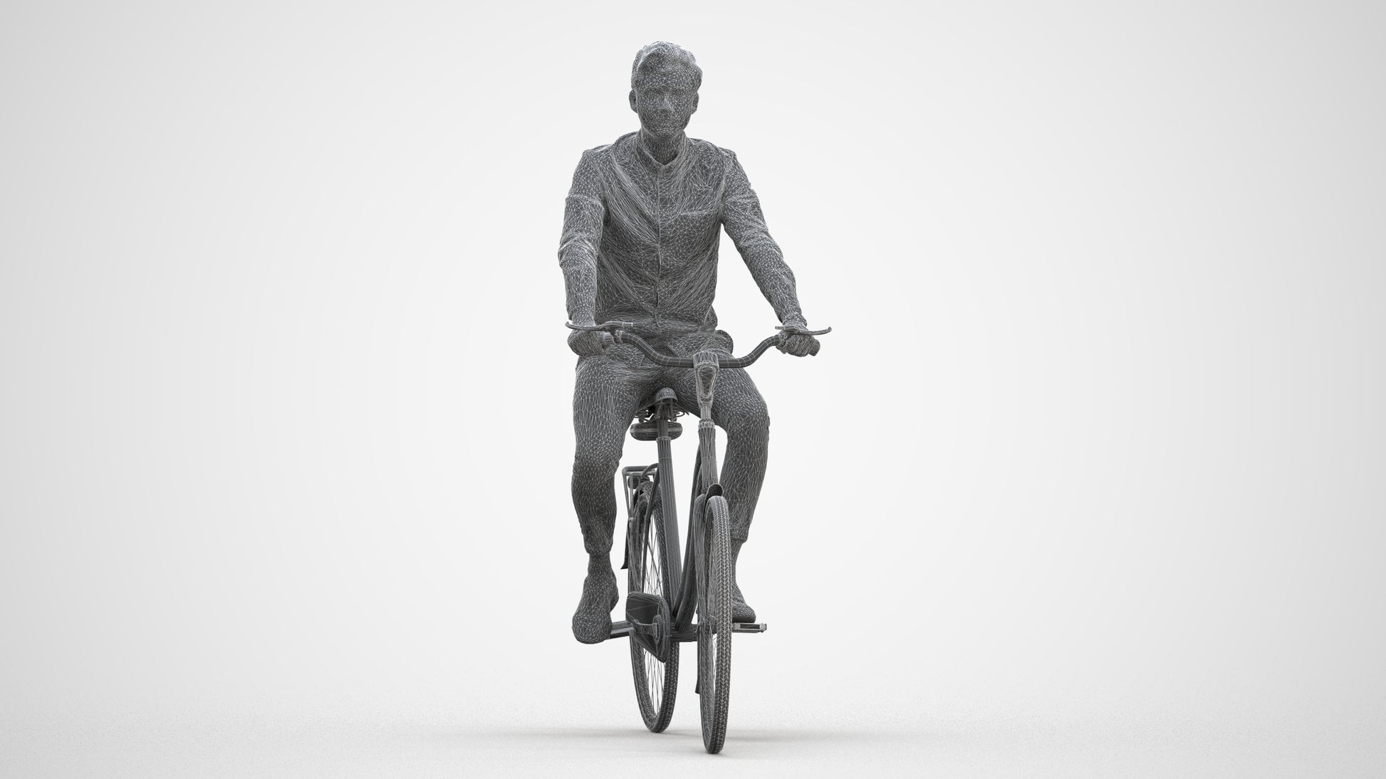 realistic 3D human man casual cycling, archviz people FBX OBJ for Blender, three-quarter front view render