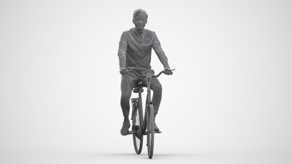 realistic 3D human man casual cycling, archviz people FBX OBJ for Blender, three-quarter front view render