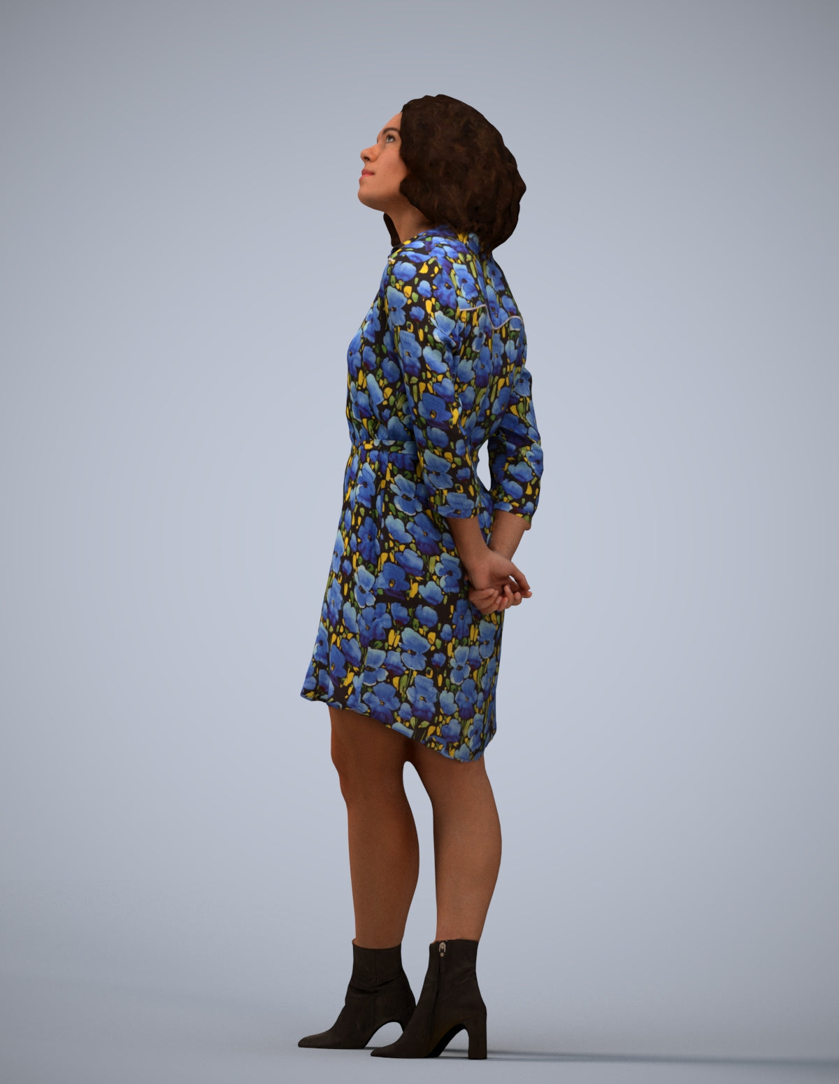 3D people model woman casual standing, scanned human for 3ds Max rendering