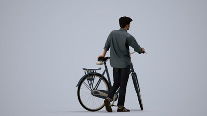 realistic 3D man casual sitting, scanned archviz people for Blender and 3ds Max, side view render