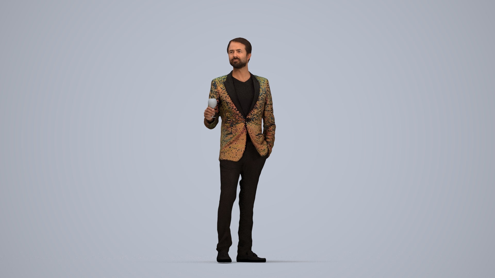 3D people model man formal formalaffairs, scanned human for 3ds Max rendering, top-down view render
