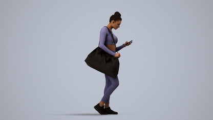 realistic 3D human woman sport, archviz people FBX OBJ for Blender, side view render