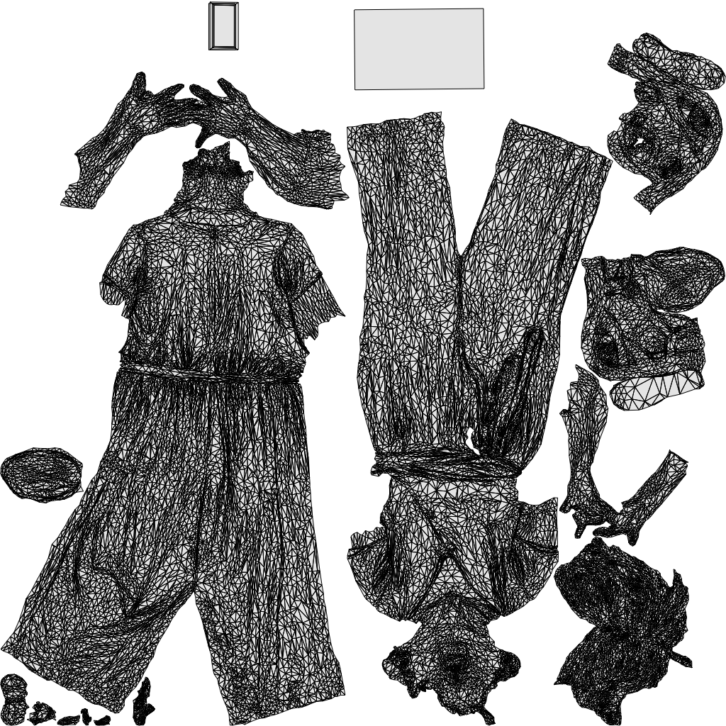 scanned 3D senior woman casual walking, photogrammetry people for Enscape and V-Ray, wireframe top-down view