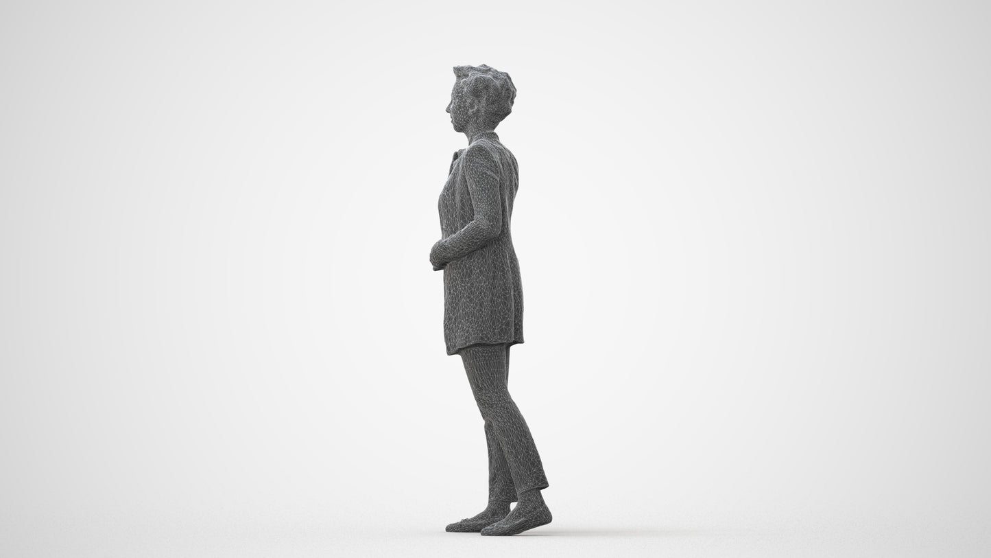 3D human model woman business, photogrammetry scanned person for archviz, square thumbnail