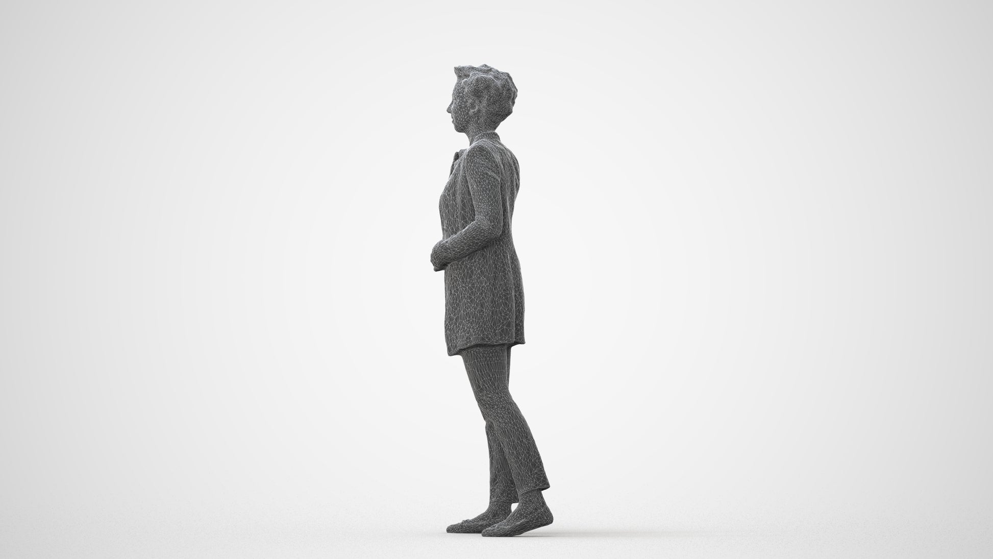3D human model woman business, photogrammetry scanned person for archviz, square thumbnail