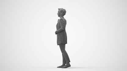 3D human model woman business, photogrammetry scanned person for archviz, square thumbnail