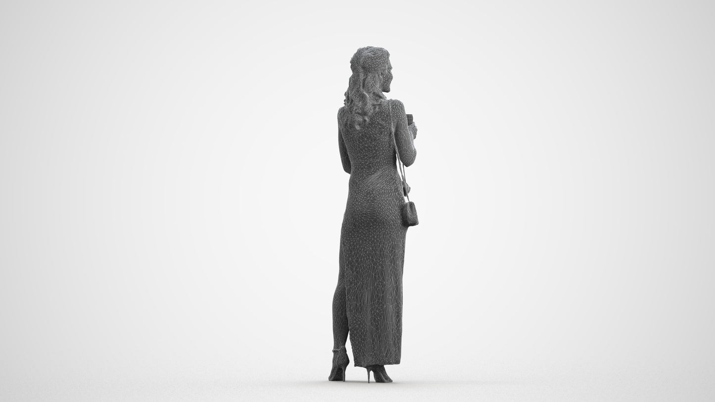 realistic 3D woman formal formalaffairs, scanned archviz people for Blender and 3ds Max, wireframe front view