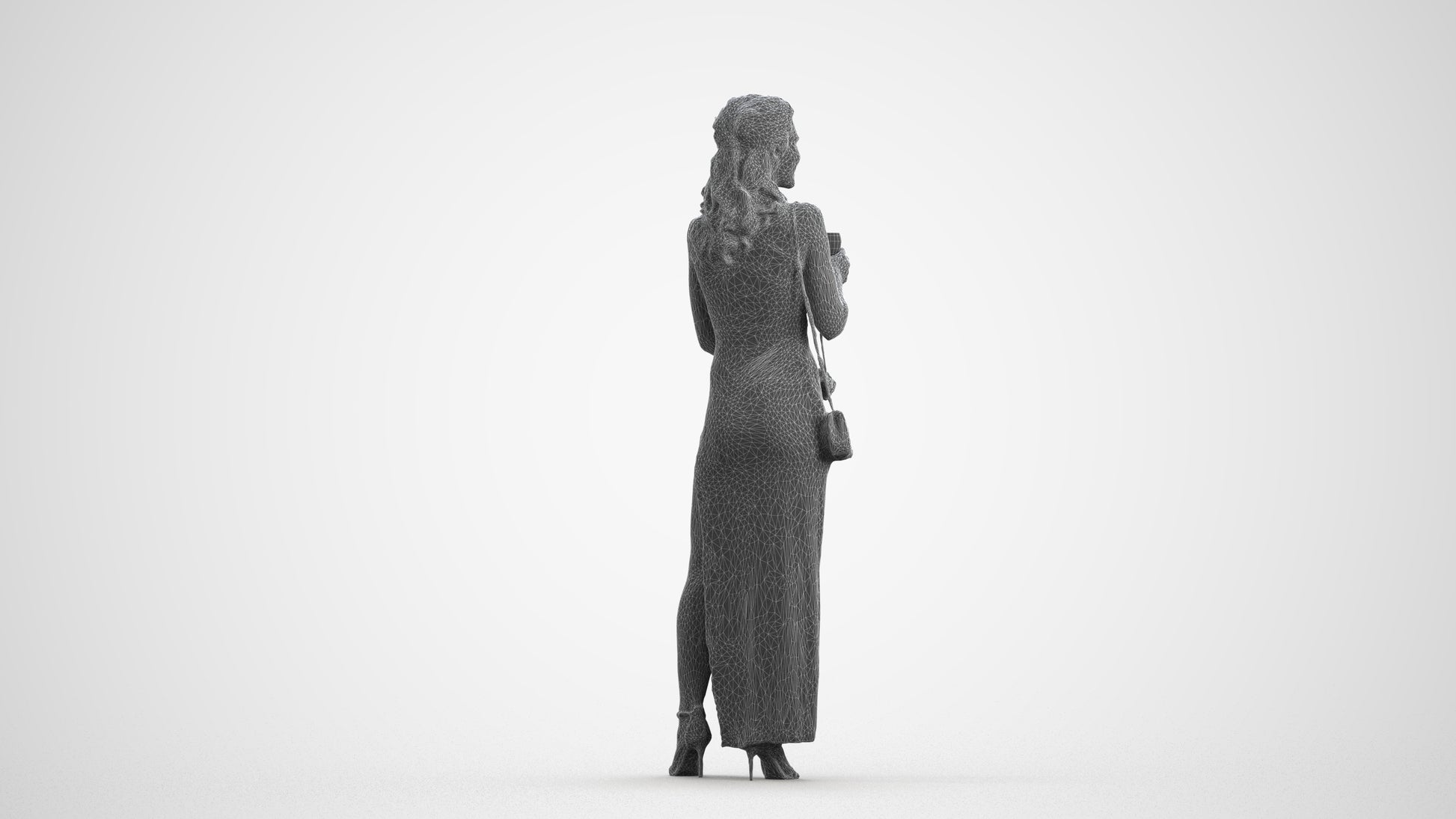 realistic 3D woman formal formalaffairs, scanned archviz people for Blender and 3ds Max, wireframe front view