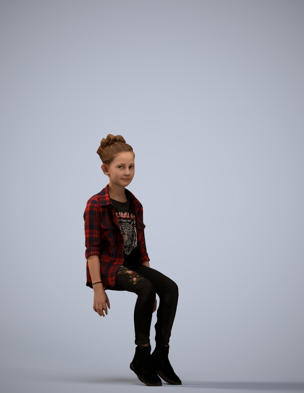 photogrammetry 3D girl casual kids, realistic human model archviz FBX