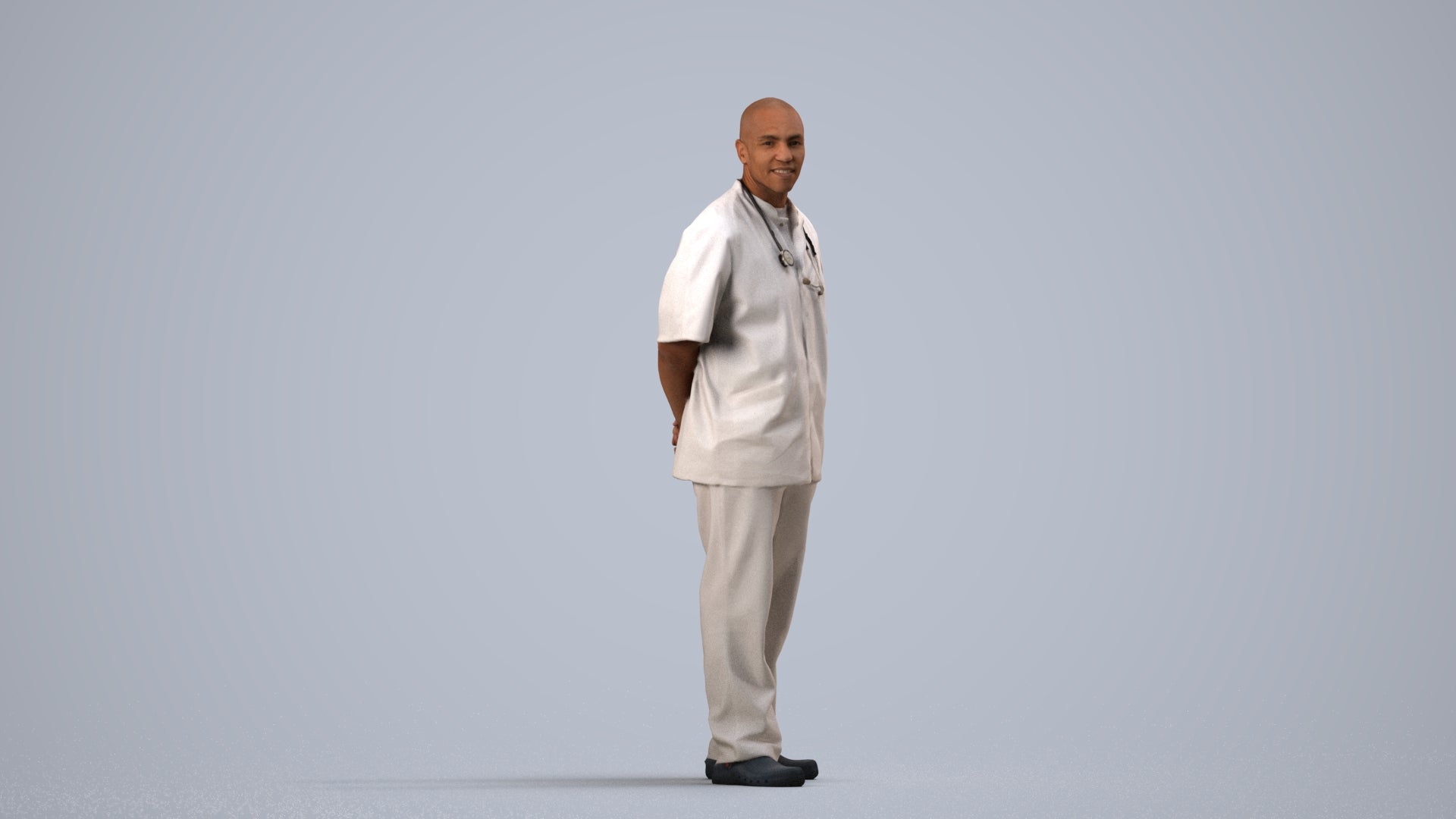 realistic 3D man medical, scanned archviz people for Blender and 3ds Max, side view render