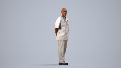 realistic 3D man medical, scanned archviz people for Blender and 3ds Max, side view render