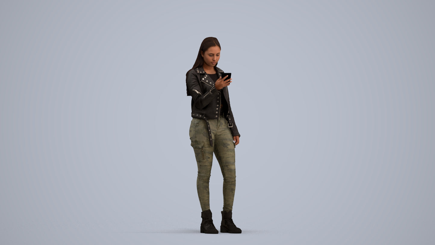 realistic 3D human woman casual shopping, archviz people FBX OBJ for Blender, standing pose render