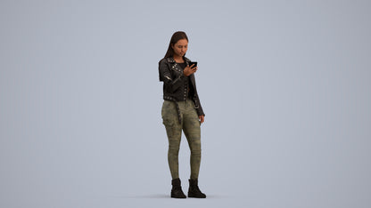 realistic 3D human woman casual shopping, archviz people FBX OBJ for Blender, standing pose render