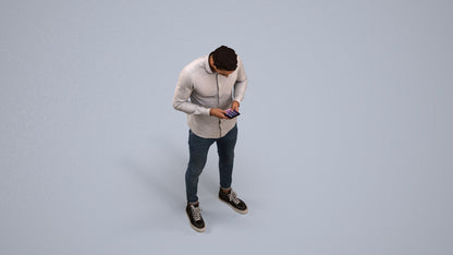 3D people model man casual standing, scanned human for 3ds Max rendering, back view render