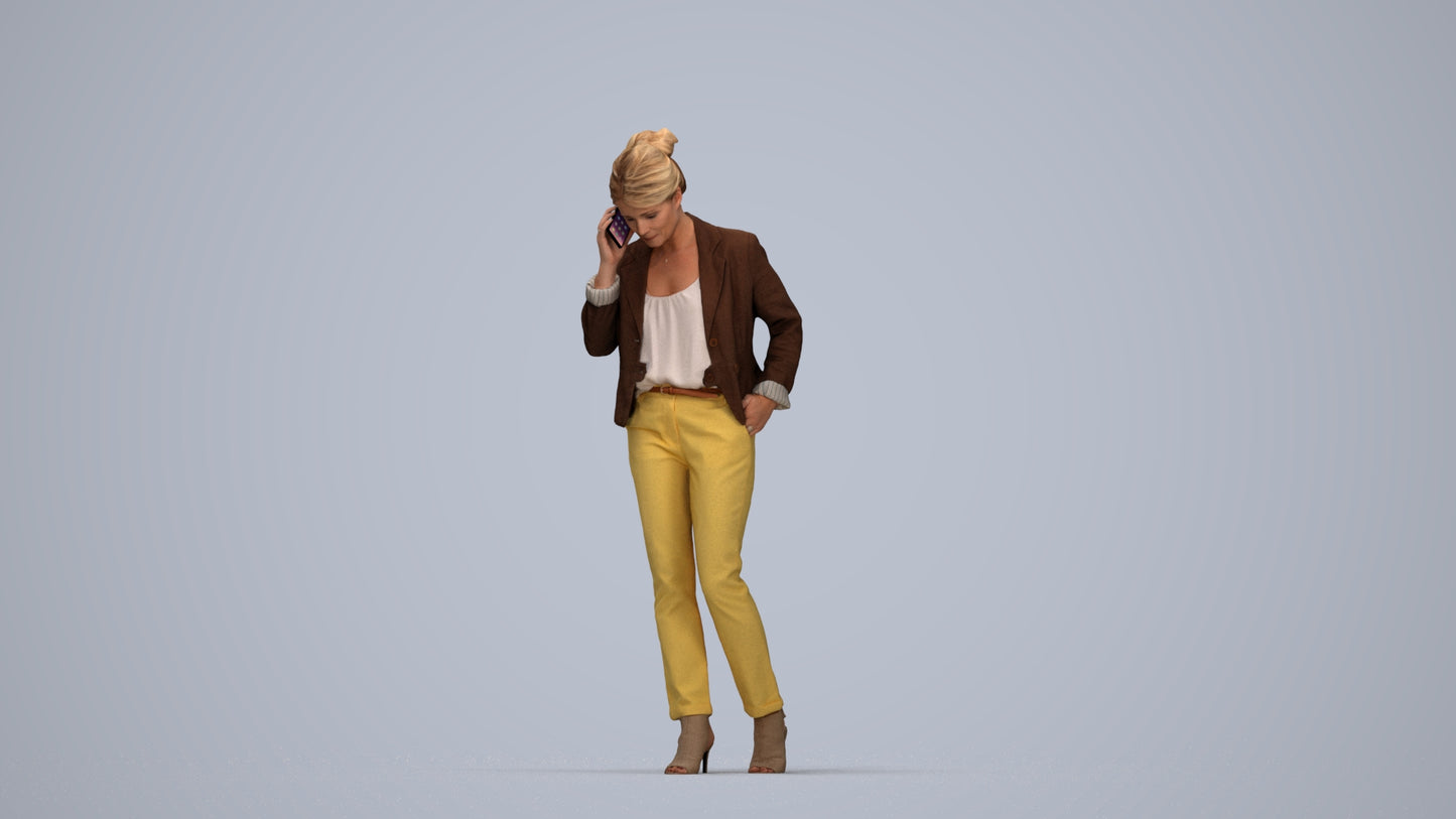 photogrammetry 3D woman business kids, realistic human model archviz FBX, side view render