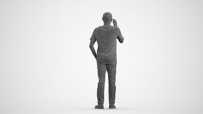 photogrammetry 3D man casual standing, realistic human model archviz FBX, wireframe front view