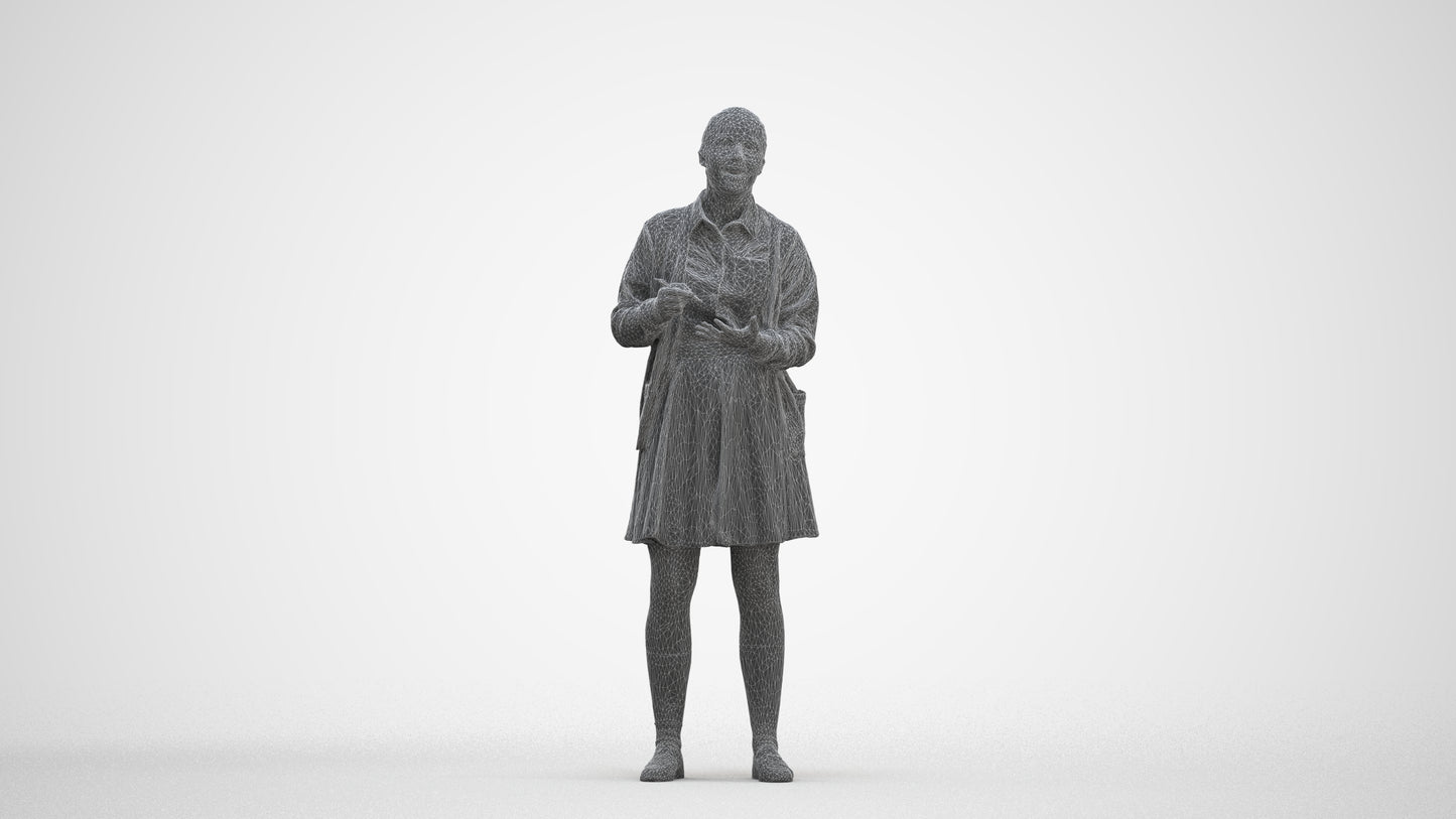 realistic 3D human girl kids, archviz people FBX OBJ for Blender, three-quarter front view render