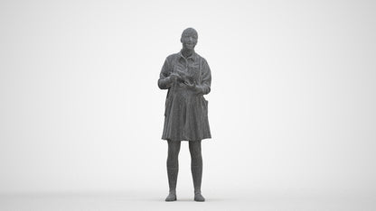 realistic 3D human girl kids, archviz people FBX OBJ for Blender, three-quarter front view render