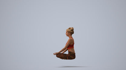 3D human model woman sport, photogrammetry scanned person for archviz, three-quarter view render