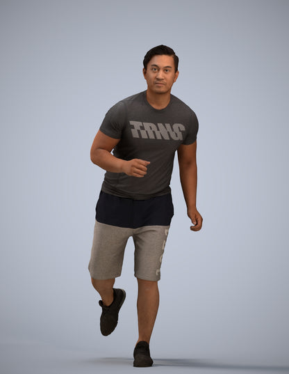 realistic 3D people man sport walking, render-ready for V-Ray and Corona, FBX OBJ