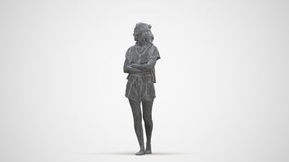 3D people model woman casual walking, scanned human for 3ds Max rendering, three-quarter front view render