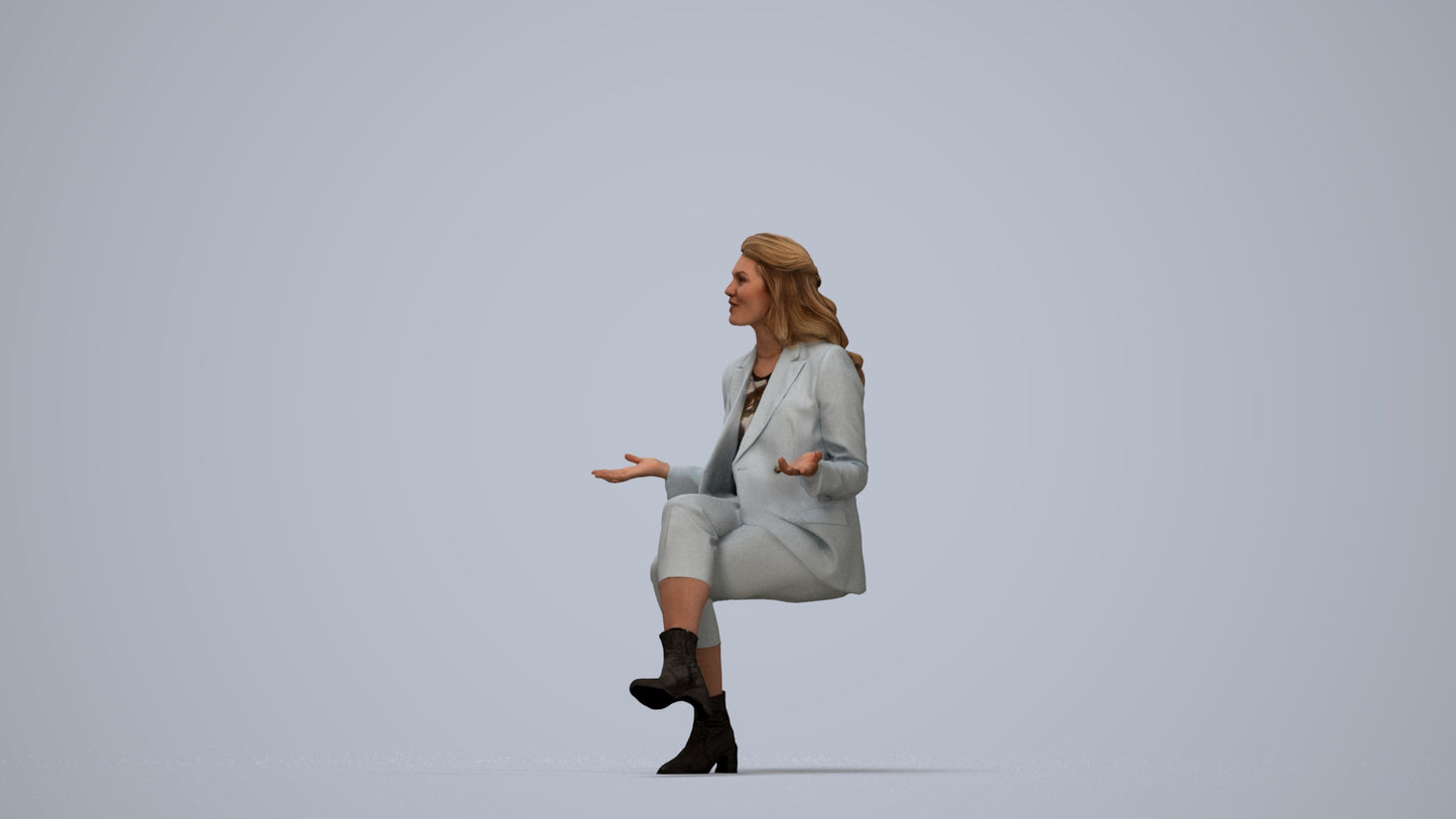 realistic 3D people woman business, render-ready for V-Ray and Corona, FBX OBJ, top-down view render