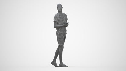 realistic 3D people man casual standing, render-ready for V-Ray and Corona, FBX OBJ, wireframe back view