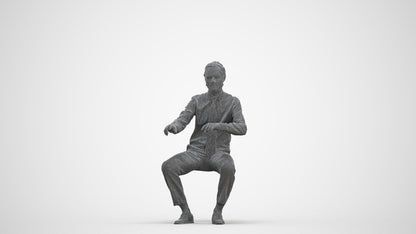 3D human model man business, photogrammetry scanned person for archviz, three-quarter front view render