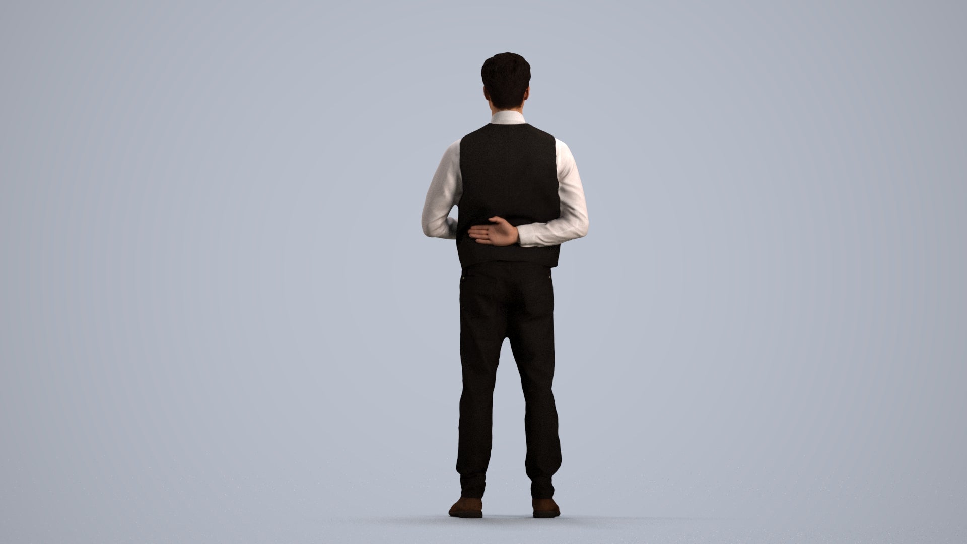 scanned 3D man hospitality, photogrammetry people for Enscape and V-Ray, front view render