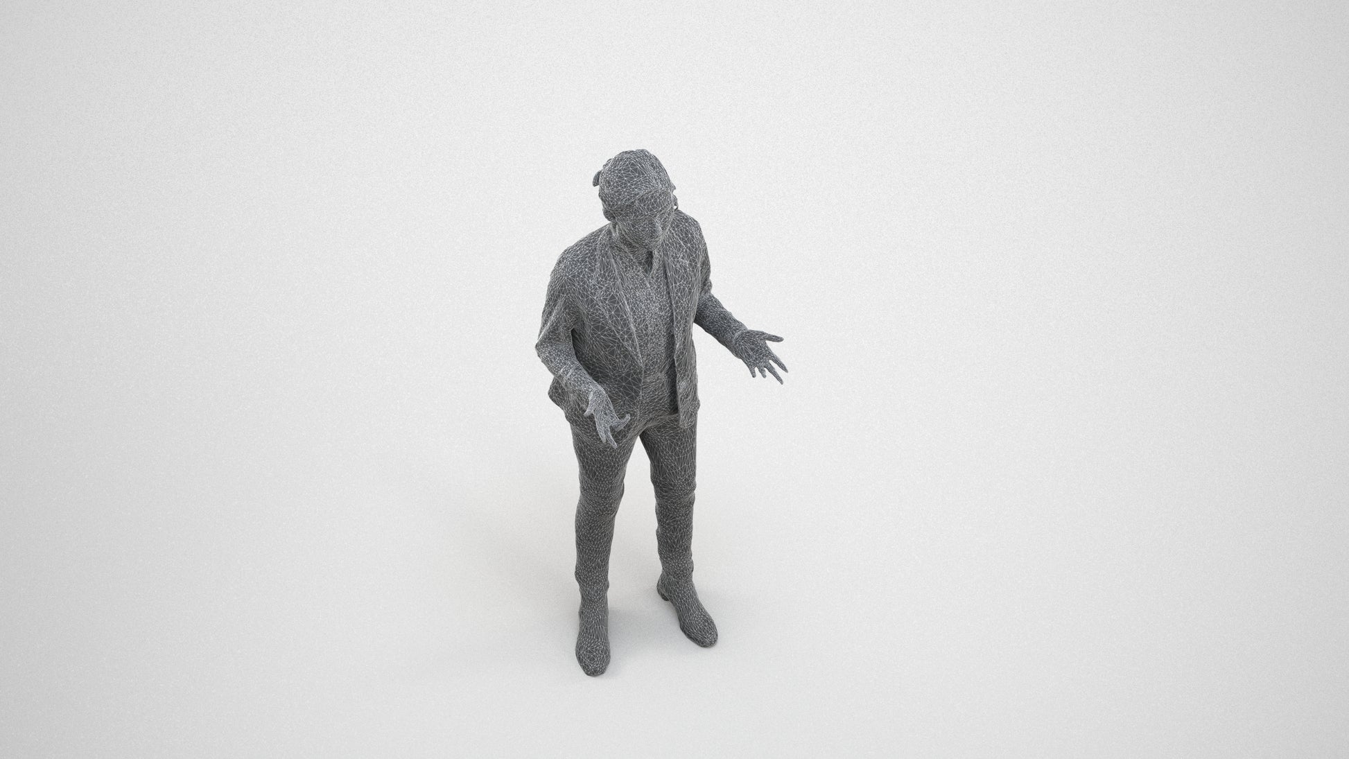 3D scanned woman business, photorealistic archviz people for Enscape and SketchUp, wireframe three-quarter view