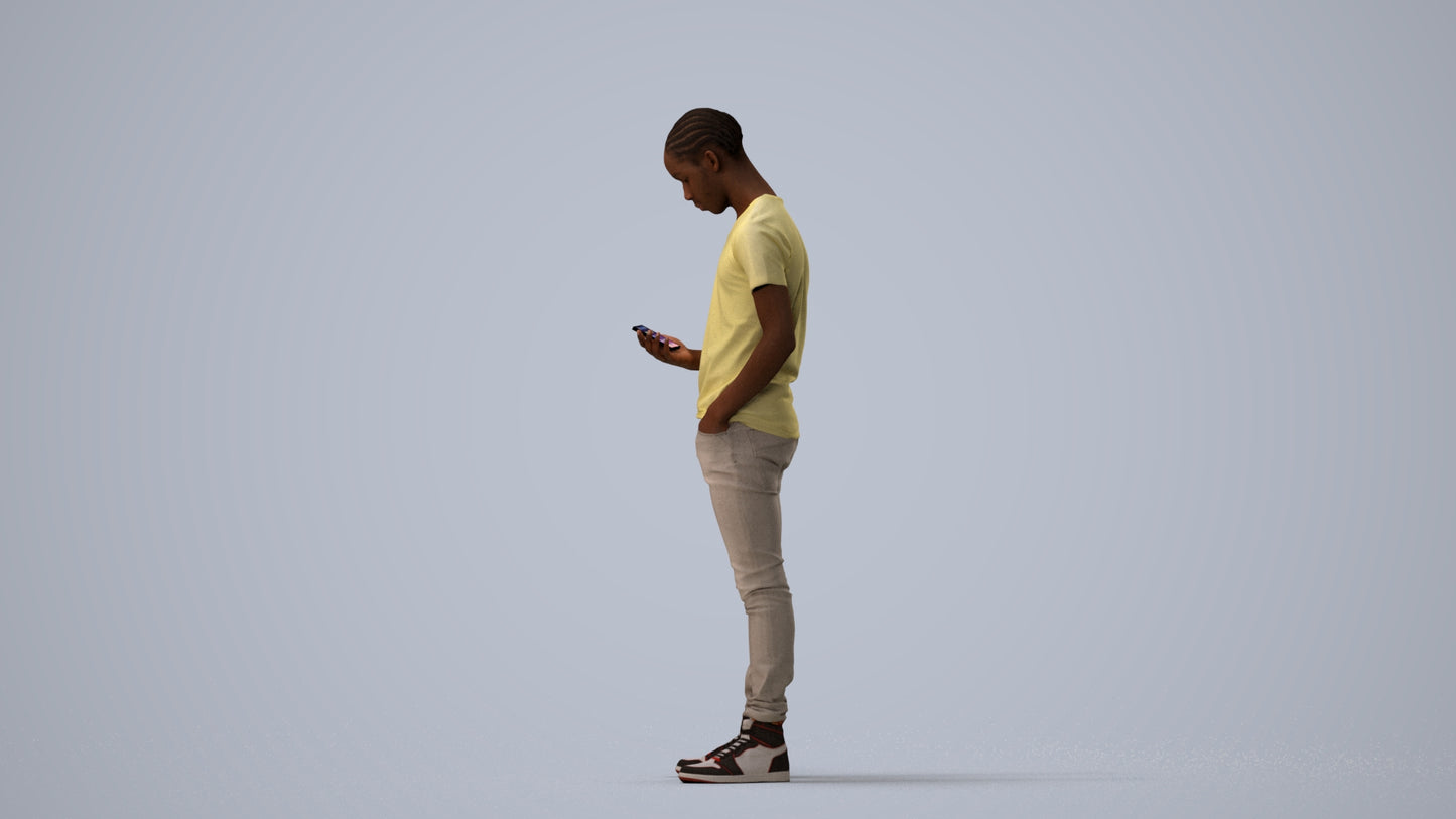 3D people model boy casual kids, scanned human for 3ds Max rendering, three-quarter view render