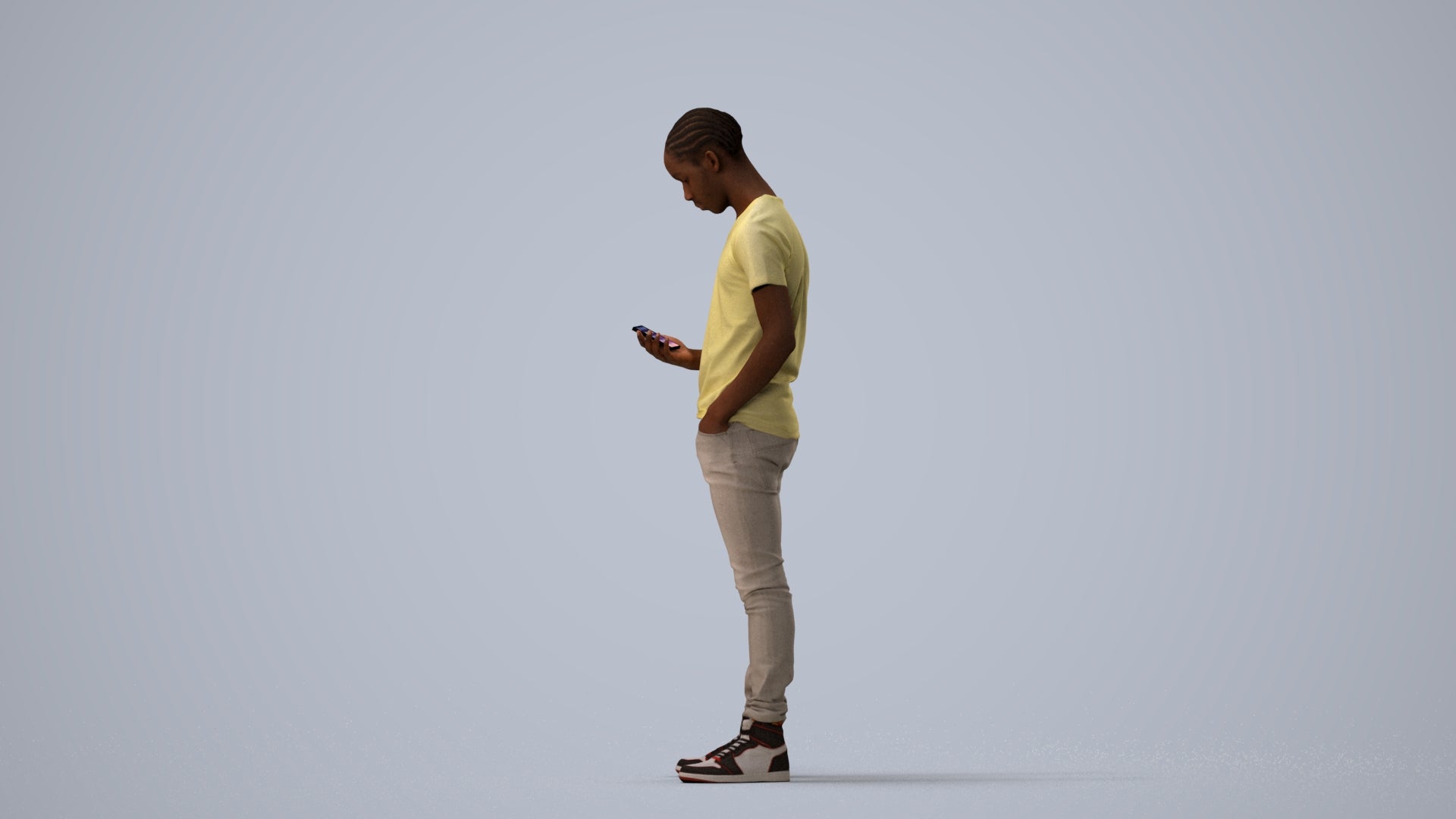 3D people model boy casual kids, scanned human for 3ds Max rendering, three-quarter view render