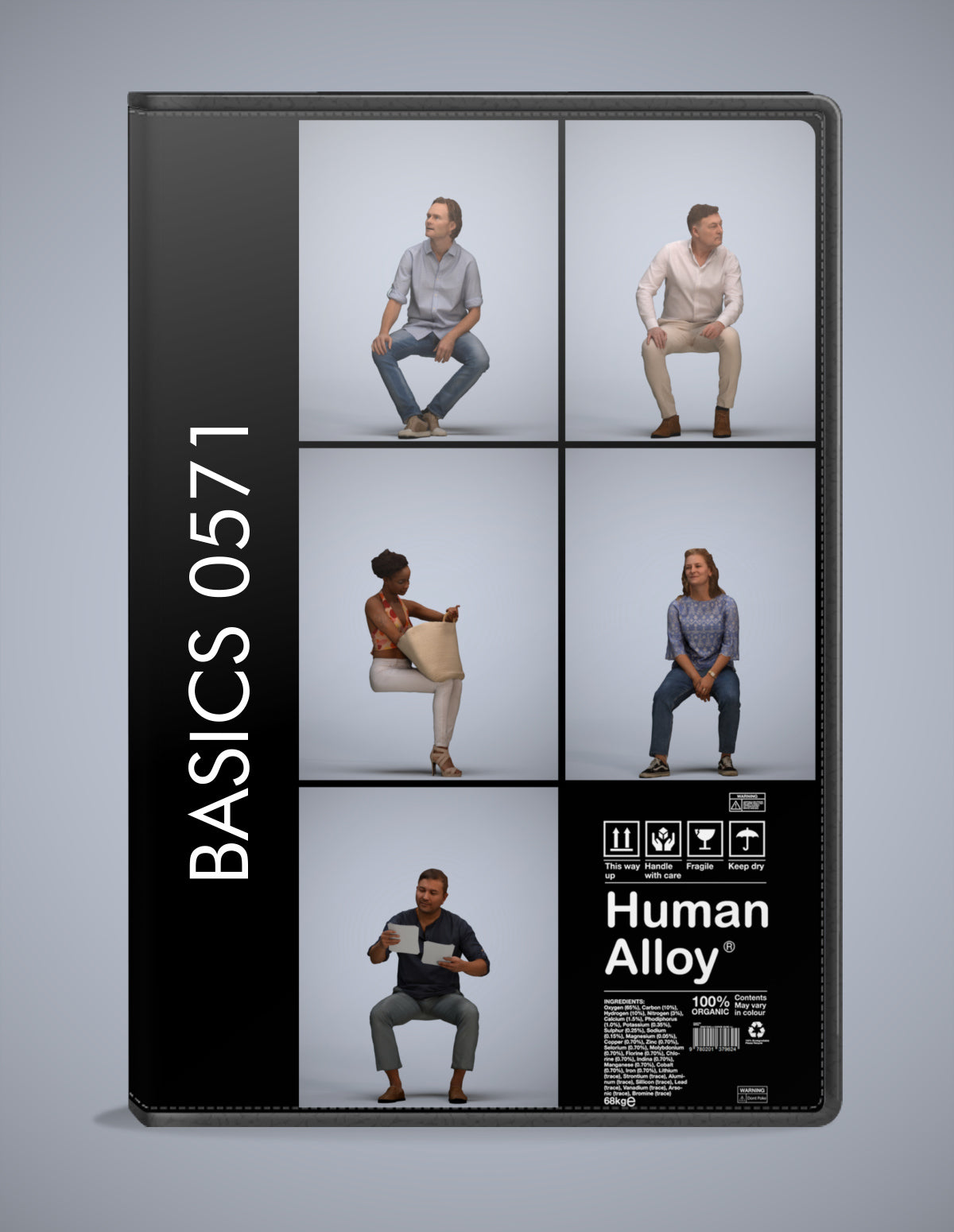 5 3D scanned people sitting, photorealistic archviz pack for Enscape and SketchUp