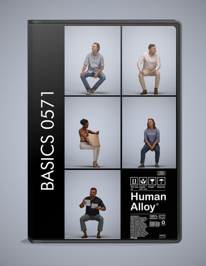 5 3D scanned people sitting, photorealistic archviz pack for Enscape and SketchUp