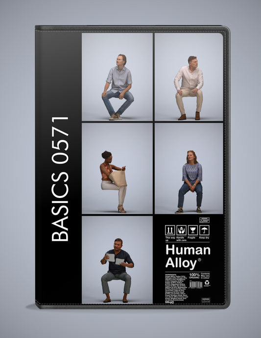 5 3D scanned people sitting, photorealistic archviz pack for Enscape and SketchUp