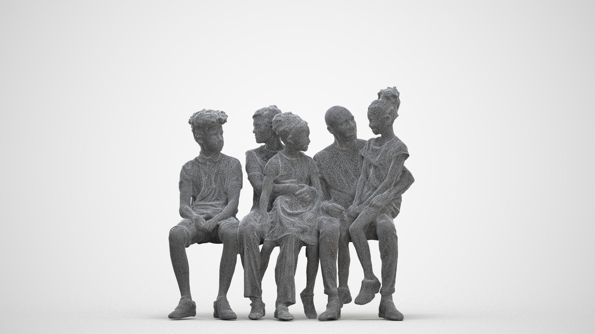 realistic 3D human girl casual kids, archviz people FBX OBJ for Blender, three-quarter front view render