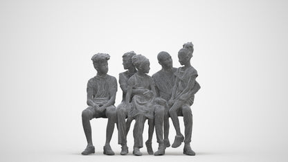 realistic 3D human girl casual kids, archviz people FBX OBJ for Blender, three-quarter front view render