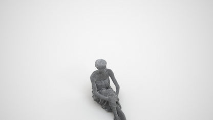 3D scanned woman sport, photorealistic archviz people for Enscape and SketchUp, wireframe three-quarter view