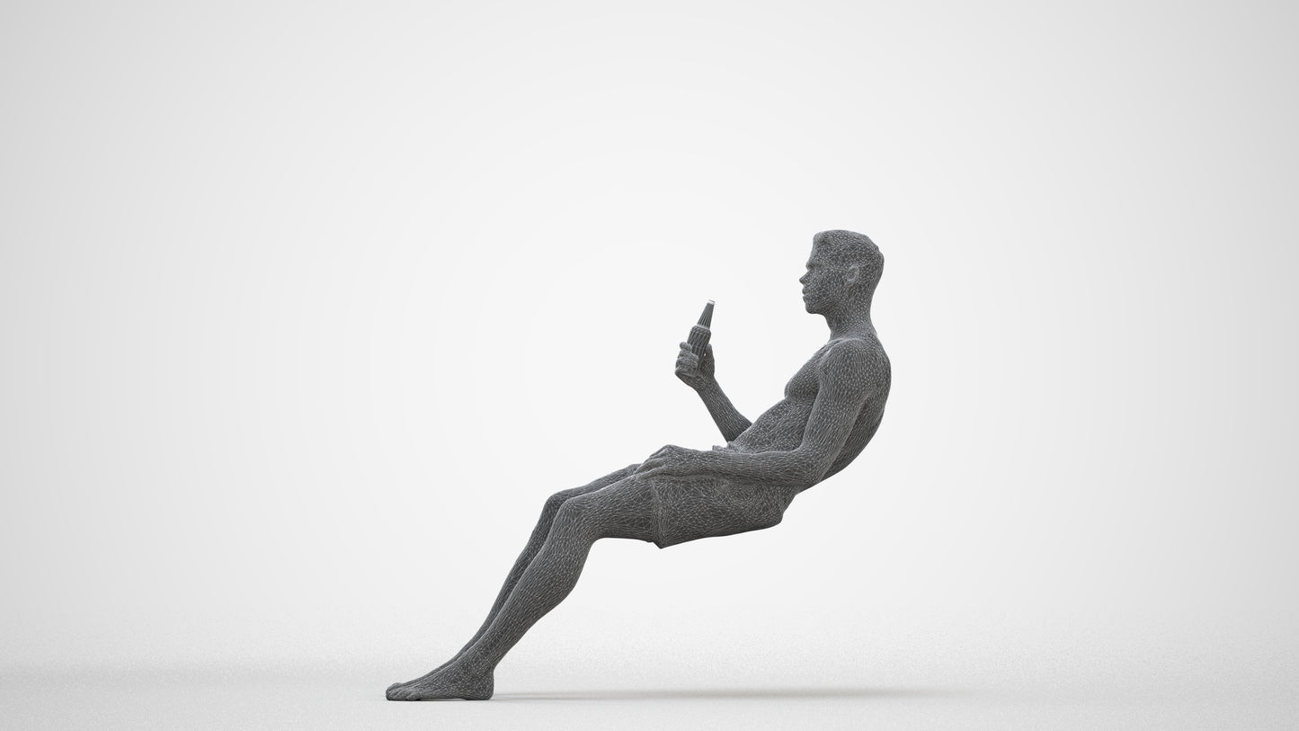 3D scanned man pool, photorealistic archviz people for Enscape and SketchUp, three-quarter front view render