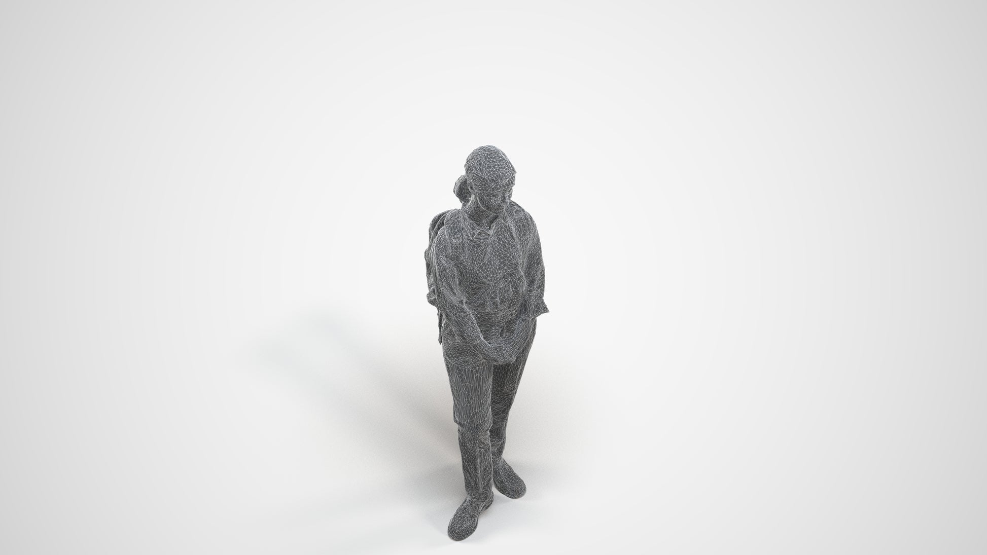 scanned 3D girl kids, photogrammetry people for Enscape and V-Ray, wireframe three-quarter view