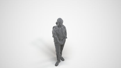 scanned 3D girl kids, photogrammetry people for Enscape and V-Ray, wireframe three-quarter view